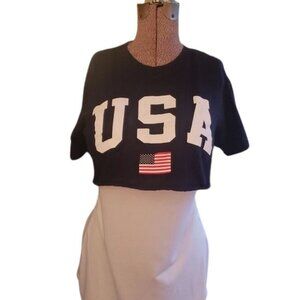 Brisco USA Navy Blue Crop Top, Size M